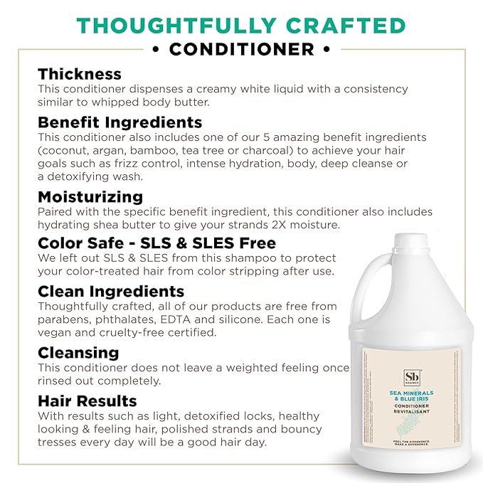 Soapbox Hair Conditioner, Sea Minerals & Blue Iris, Hydrating, Vegan, Color Safe, Sulfate Free & Silicone Free Conditioner Refill for Home & Professional Use - Gallon Size-Velvo Beauty