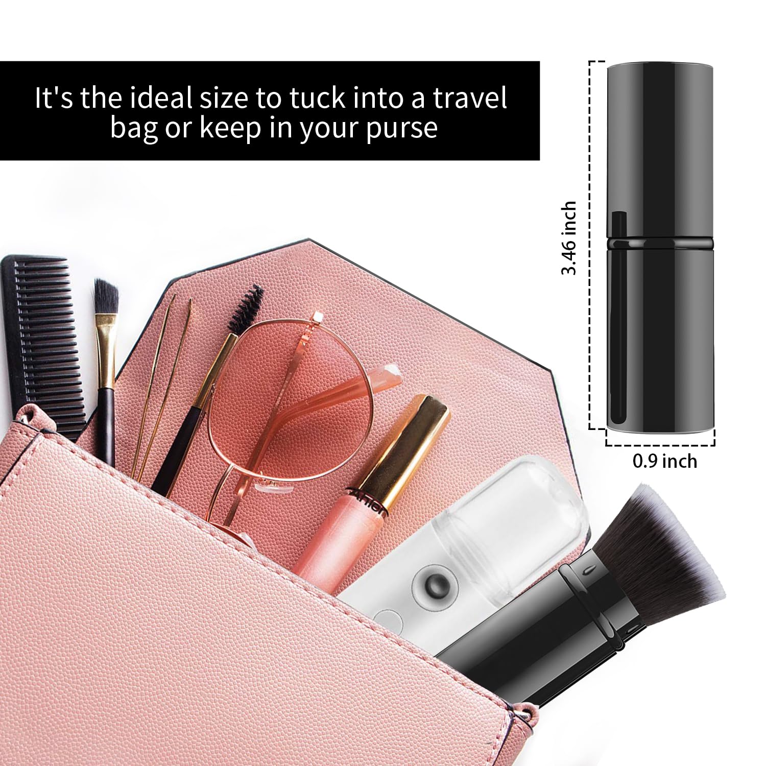 Falliny Makeup Brushes Retractable, Travel Powder Foundation Kabuki Brush, Portable Face Liquid Foundation Sunscreen Brush with Cover for Blending Liquid, Bronzer,Cream or Flawless Powder Cosmetics-Velvo Beauty