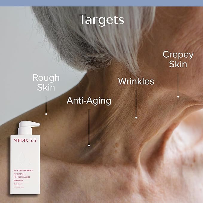 MEDIX Fragrance Free Retinol Body Lotion Crepey Skin Care Treatment | Anti Aging Body Lotion & Face Moisturizer | Firming Retinol Cream For Face Targets Loose Crepe Skin, Wrinkles, & Fine Lines, 2PC-Velvo Beauty
