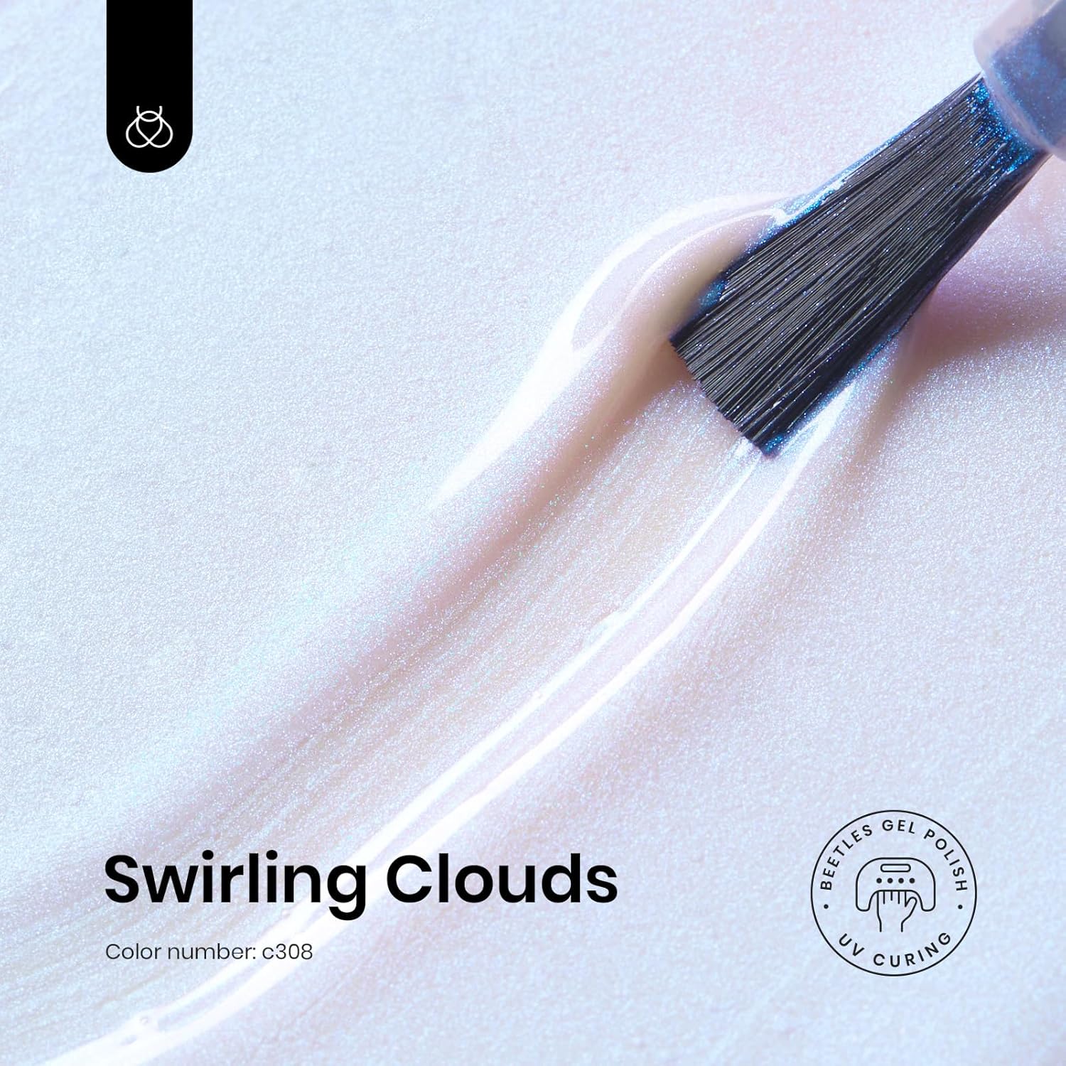 Beetles Pearl Gel Nail Polish - Swirling Clouds 15ML Pearl White Gel Polish Shimmer Mermaid Iridescent Pearlescent Nail Polish Soak Off Uv LED Lamp Need Manicure Salon DIY Nail Art Gift for Women-Velvo Beauty