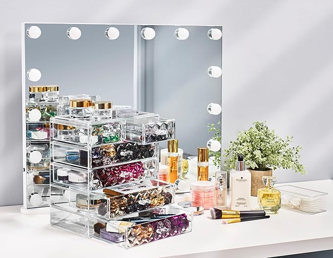 Sorbus Acrylic Makeup Organizer - Organization and Storage Case for Cosmetics Make Up & Jewelry - Big Clear Makeup Organizer for Vanity, Bathroom, College Dorm, Closet, Desk (4 Large, 2 Small Drawers)-Velvo Beauty