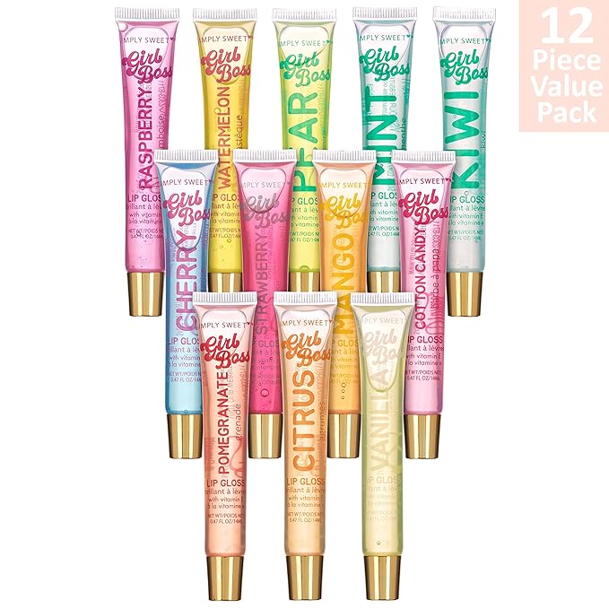 Expressions 12pc Clear Lip Gloss Pack – Lip Oils with Vitamin E and Essential Oils, Flavored Lip Gloss Clear Tubes, Hydrating Lip Glow Oil, Tinted Lip Oil, Lip Moisturizer-Velvo Beauty