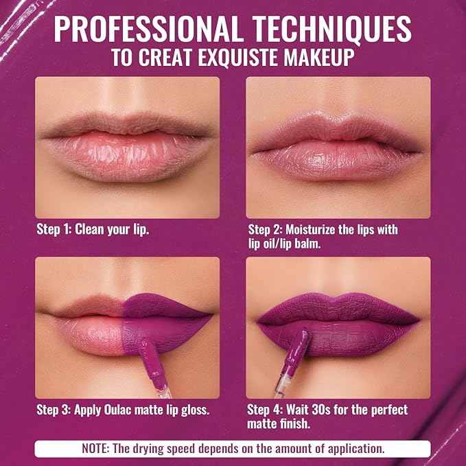 Oulac Matte Liquid Purple Lipstick for Women, Dark Violet Long Lasting Lipstick, Waterproof Lip Stain, No Transfer, Creamy High Pigmented Formula with Vitamin E, Vegan & Cruelty-Free M15-Velvo Beauty