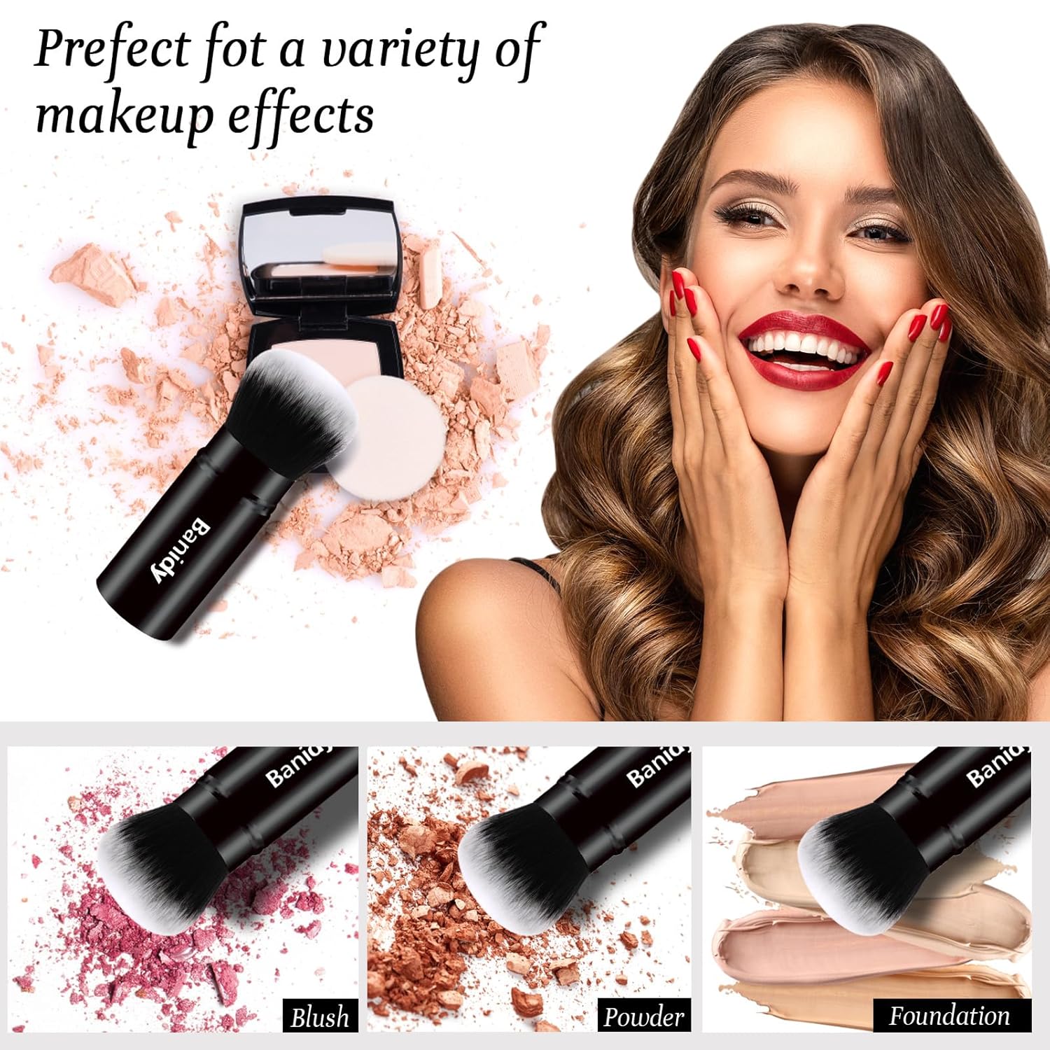 Makeup Brush Kabuki Face Brushes Retractable Travel Blush Brush Portable Flawless for Foundation, Powder Blush, Bronzer, Buffing, Liquid, Cream, Cruelty Free with Cover(Round-Head)-Velvo Beauty