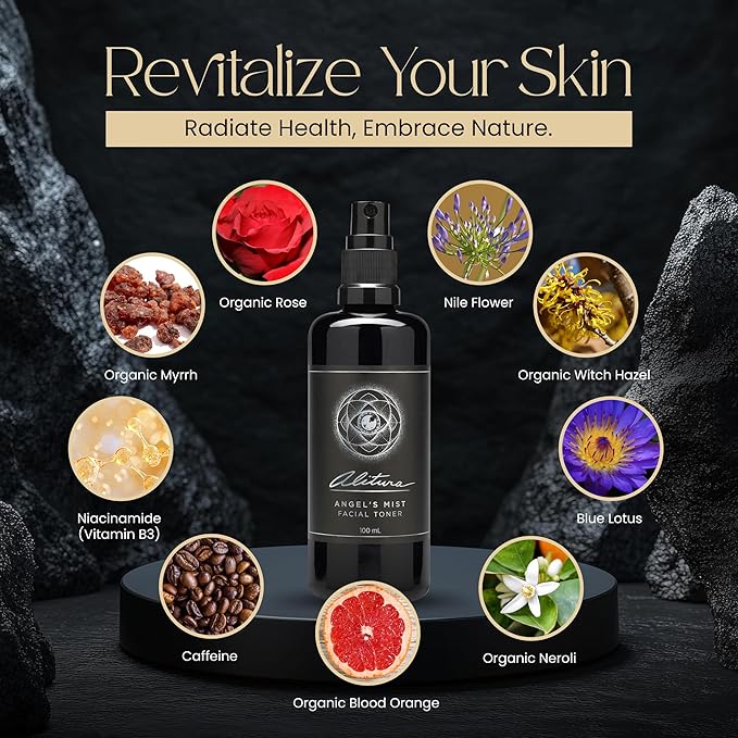 Alitura Angel's Mist Facial Toner – Hydrating & Revitalizing Face Spray with 97% Organic Ingredients – Refreshes, Tightens & Balances for All Skin Types – 100ml-Velvo Beauty