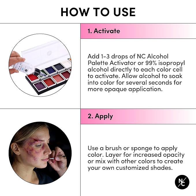 FX Alcohol-Activated 12 Colors Makeup Palette, Highly Pigmented Professional Makeup for the Stage, Film, Costumes, Cosplay, SFX, Performance Arts-Velvo Beauty