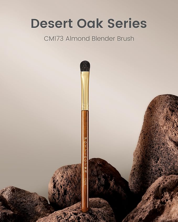 Desert Oak Series Low-Profile Oval Eyeshadow Brush - Gentle Curve for Controlled Blending, Squirrel & Goat Hybrid Bristles (CM 173)-Velvo Beauty
