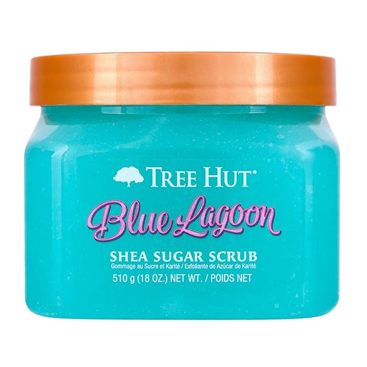 Tree Hut Blue Lagoon Shea Sugar Scrub | Exfoliating Body Scrub Removes Dead, Dry Skin for a Soft & Hydrated Feel | Nourishing Essential Body Care | 18 fl oz.-Velvo Beauty