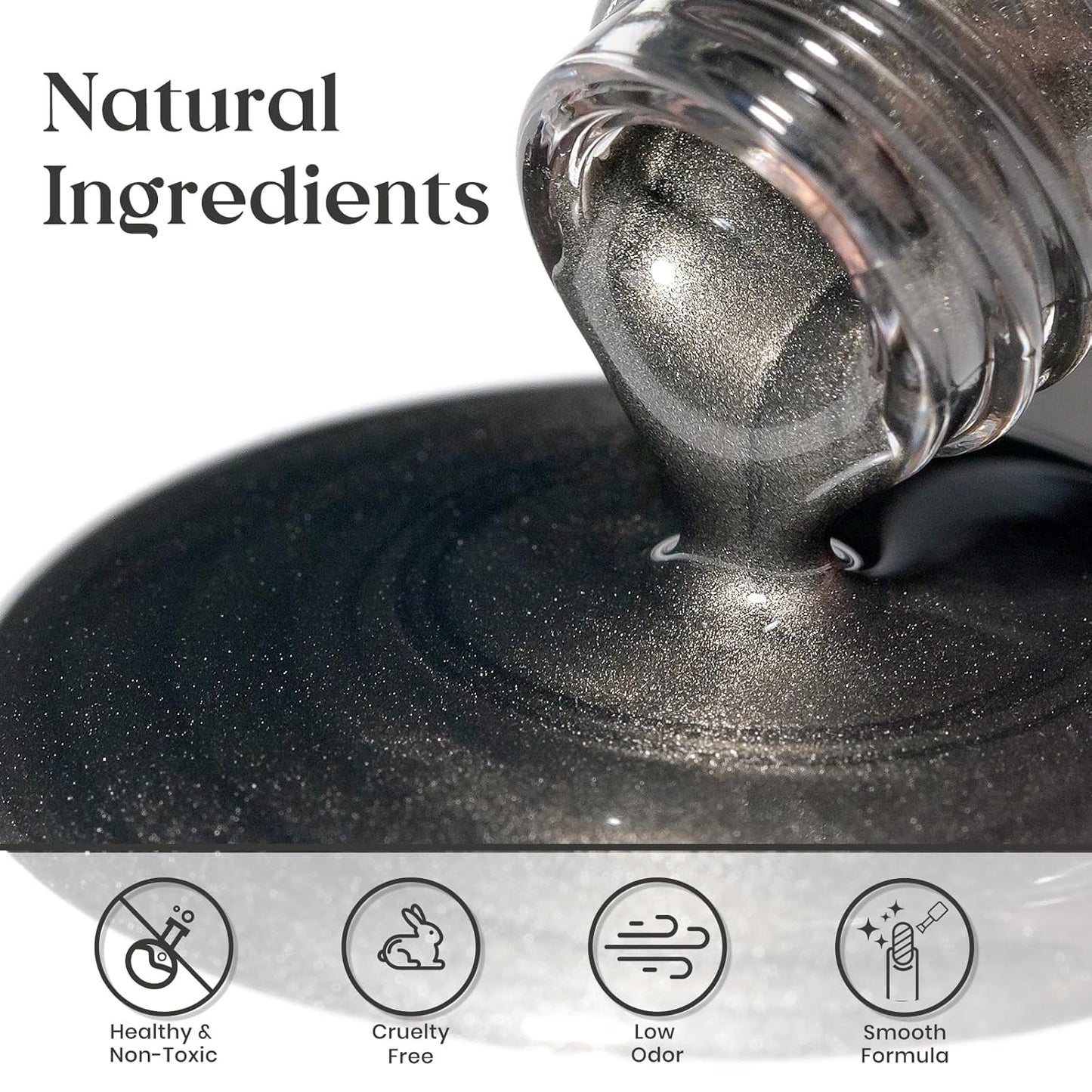 MIZHSE Dark Grey Mirror Nail Polish, Quick Dry Metallic Nail Polish, Air Dry Fast Chrome Nail Lacquer Black Oil-based Nail Art Manicure DIY Home-Velvo Beauty