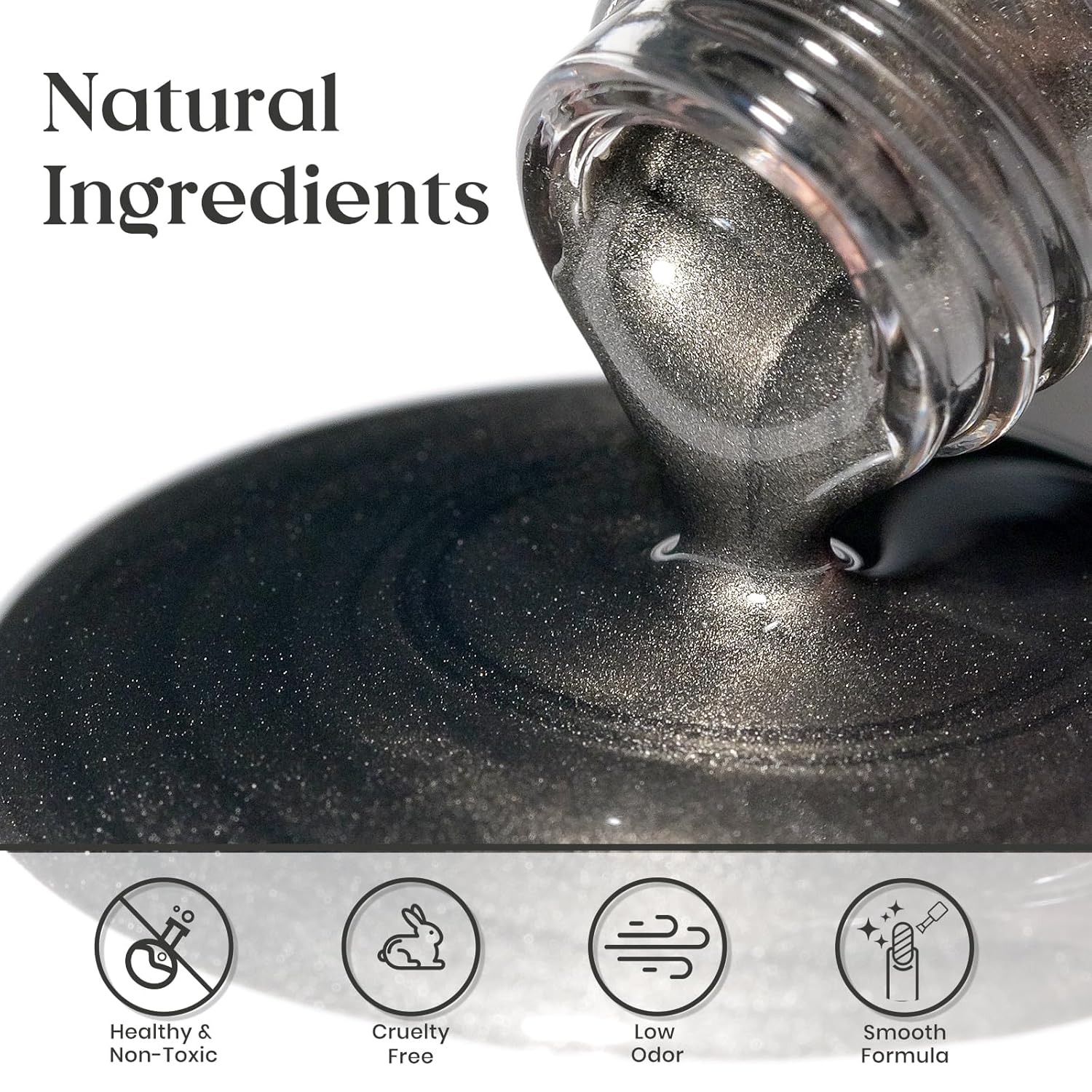 MIZHSE Dark Grey Mirror Nail Polish, Quick Dry Metallic Nail Polish, Air Dry Fast Chrome Nail Lacquer Black Oil-based Nail Art Manicure DIY Home-Velvo Beauty