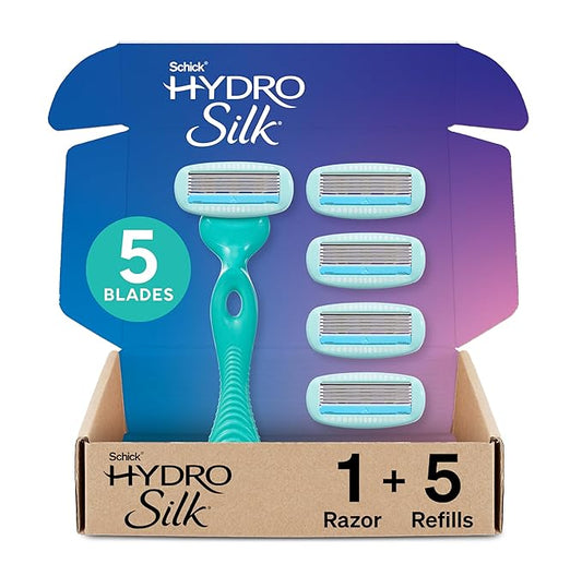 Schick Hydro Silk Ultra Sensitive Razor for Women | Womens Razor for Sensitive Skin, 5 Blade Razors for Women, Womens Razors for Shaving, Includes 1 Handle & 5 Refills-Velvo Beauty