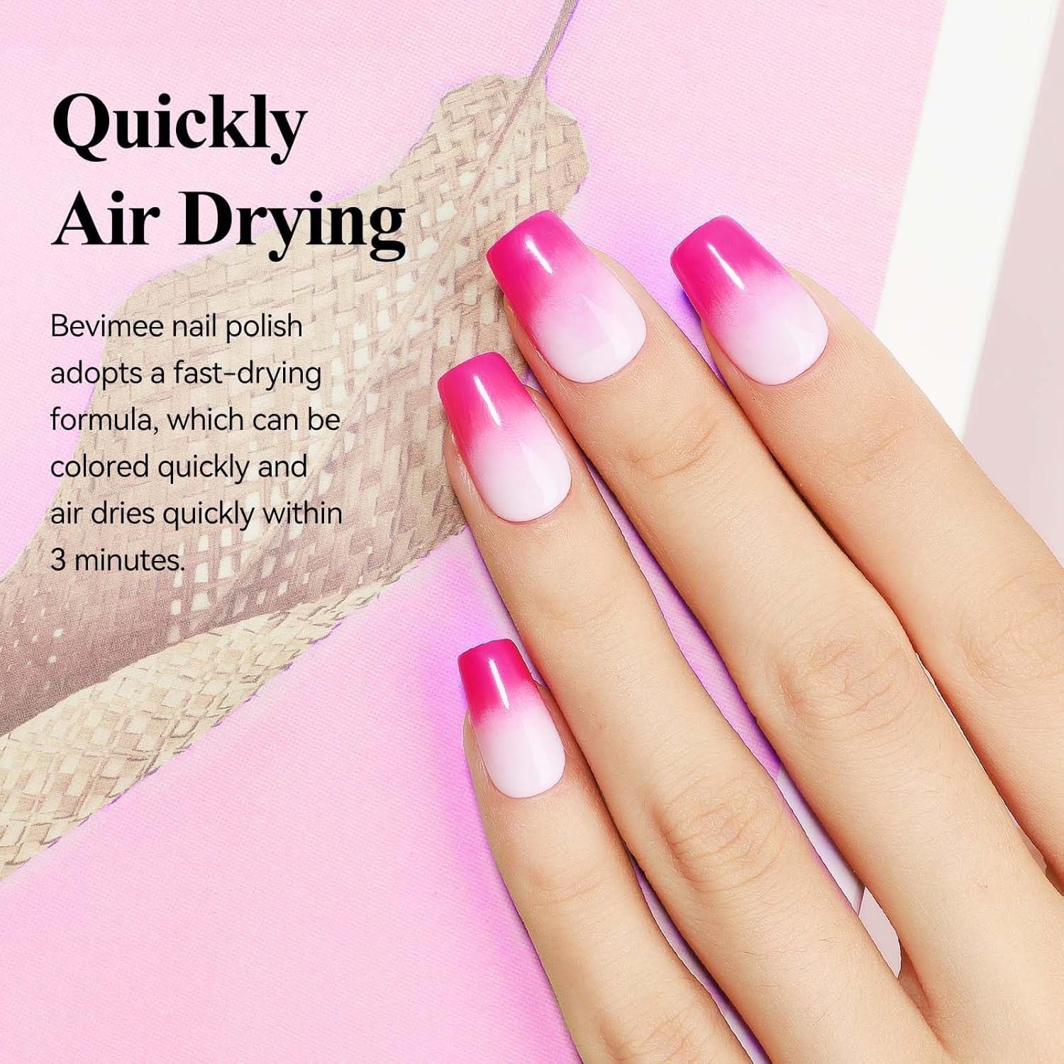 Nail Polish Hot Pink, Air Quick Dry, Nail Lacquer Fuschia Pink Long Lasting & Fast Drying, Color Nail Pigment Oil-based High Coverage for Nail Art Finger Nail Concealer Polish, 1PC 12ML-Velvo Beauty