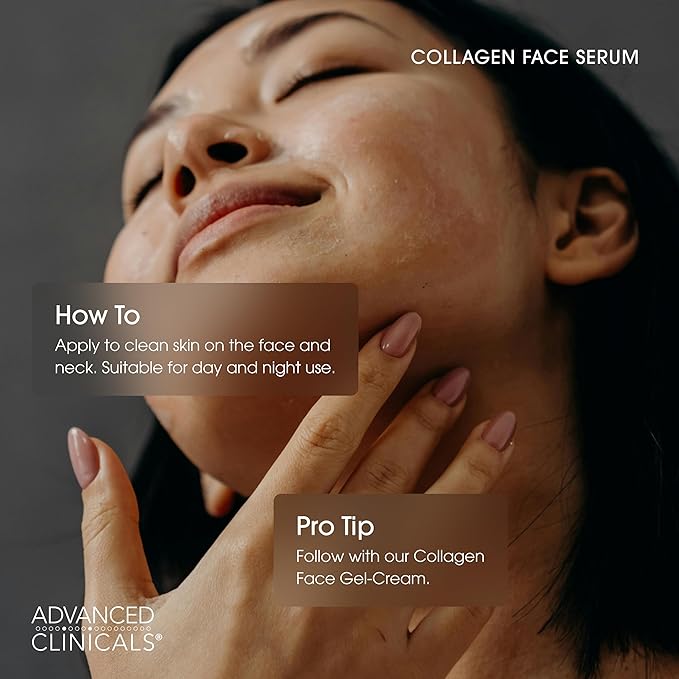 Advanced Clinicals Collagen Serum For Face | Visible Anti Aging Collagen Peptide Serum + Hyaluronic Acid Moisturizer Improves Look Of Wrinkles, Dry Skin, & Fine Lines, No added Fragrance, 2-Pack-Velvo Beauty