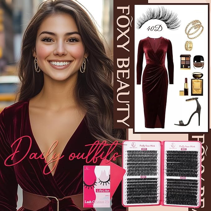 Lash Clusters 640PCS - Natural Fluffy Lash Clusters 40D+60D+80D+100D Fluffy Wispy Lash Clusters D Curl Lash Extension 11-18MM Individual Lash Clusters Cluster Eyelash Extensions for Beginners-Velvo Beauty