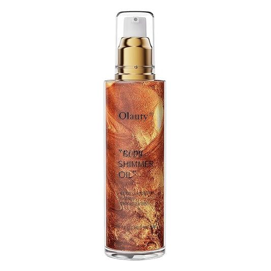 Shimmer Body Oil, Highlighter Makeup Smooth Glitter Glow Liquid Foundation for Face & Body,Liquid Illuminator Body Shimmer Lotion for Women (3# Bronze Gold)-Velvo Beauty