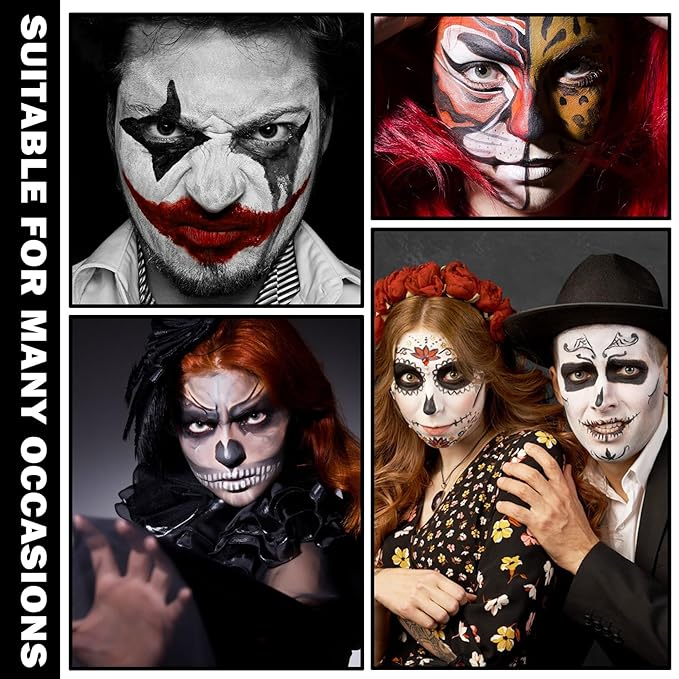 Clown Makeup Kit,Black White Red Face Paint Professional Adult Body Paint Kit for Halloween SFX Special Effects Makeup Kit-Velvo Beauty