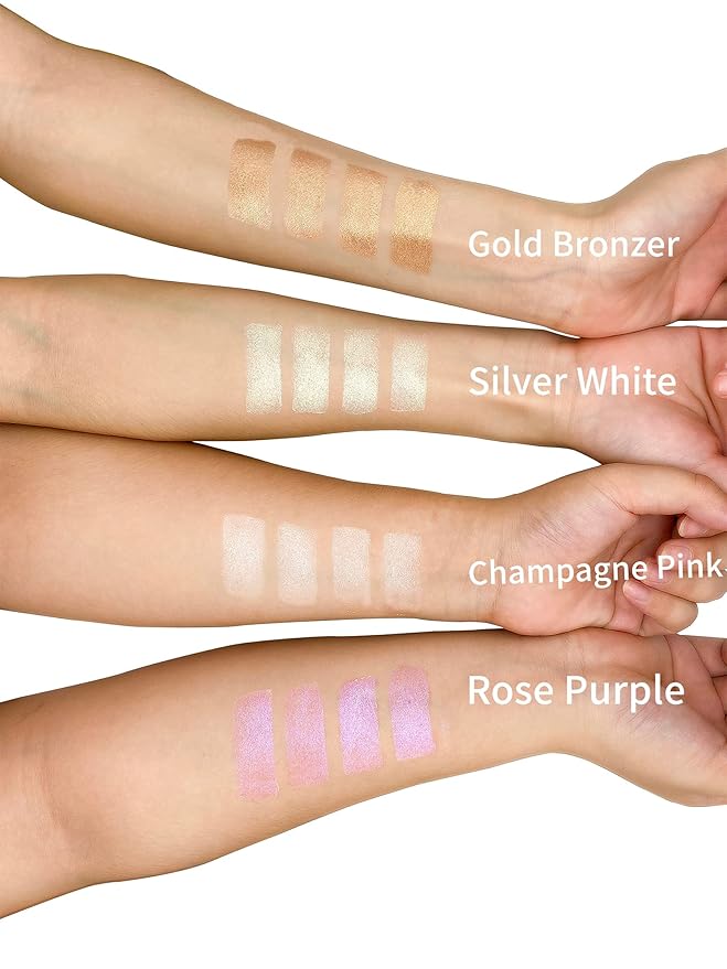 Highlighter Makeup, Cream Highlighter, Face Highlighter, Long Lasting Glitter Highlighter Makeup Palette - Purple Highlighter Makeup-Velvo Beauty