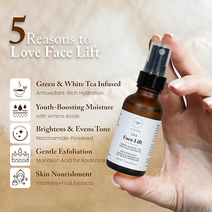 4 Oz Face Lift Mist - Hydrating Face Moisturizer with Green Tea & Niacinamide - Natural Skin Care Spray with Antioxidants, Amino Acids & Aloe for Brighter, Softer Complexion-Velvo Beauty