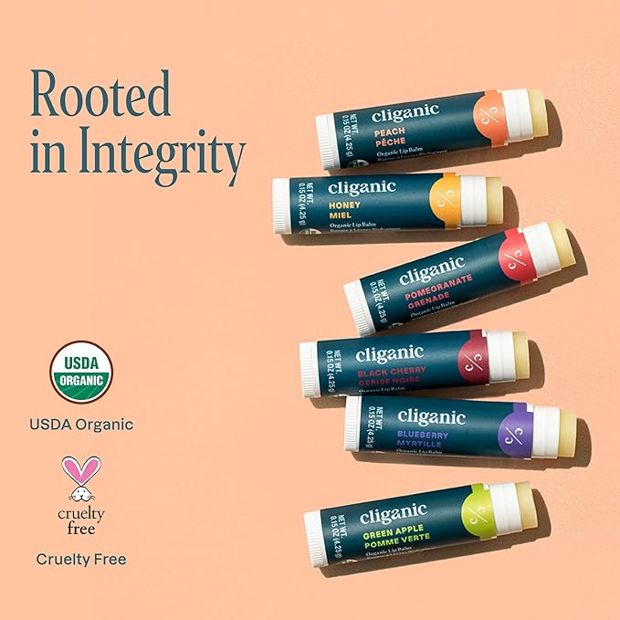 Cliganic Organic Lip Balm Set - 6 Tropical Flavors - 100% Natural Moisturizer for Cracked & Dry Lips-Velvo Beauty