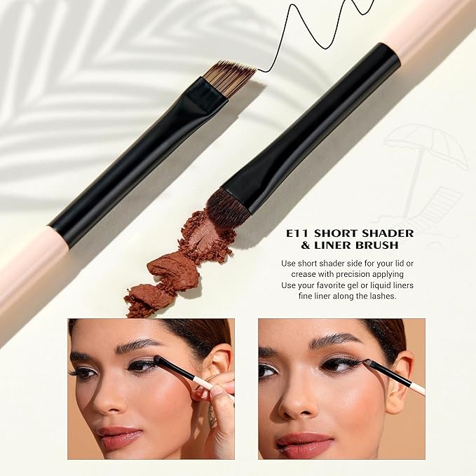 Jessup Travel Makeup Brushes Set 3pcs, Double Sided Contour Brush Dual Ended Eye Shadow Shader Eyeliner Brush, Multi-functional Makeup Set Peach Dust T507-Velvo Beauty