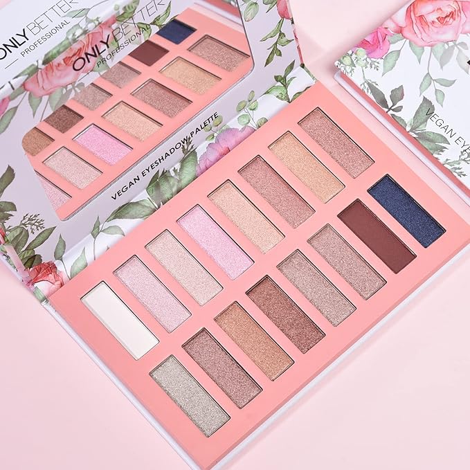Vegan Eyeshadow Palette, Nude Eyeshadow Palette, 16 Shades Organic Eyeshadow palette high pigmented eyeshadow palette Colorful Eyeshadow Palette Long Lasting Nude Eyeshadow Shimmer Palette-Velvo Beauty