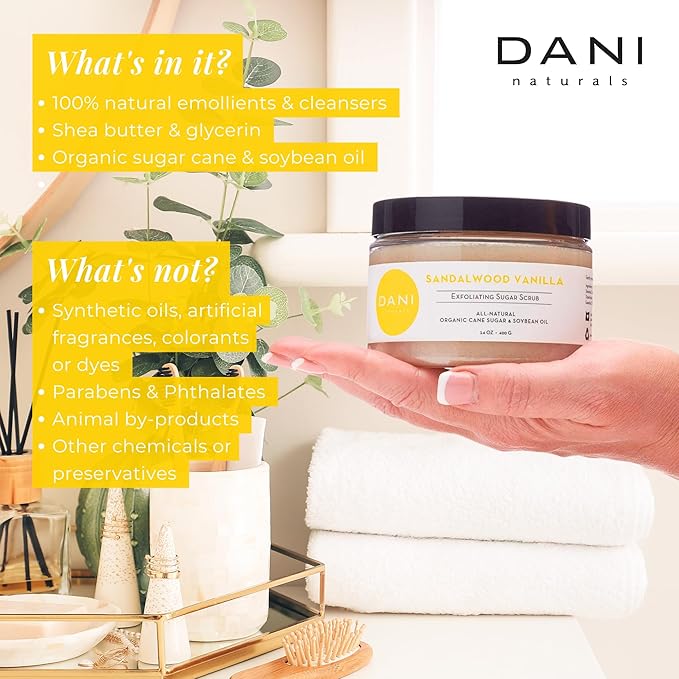 Naturals Exfoliating Sugar Scrub - Warm Sandalwood Vanilla, featuring organic cane sugar and shea butter, gently exfoliates and deeply nourishes for smooth, radiant, and hydrated skin – 14 oz-Velvo Beauty