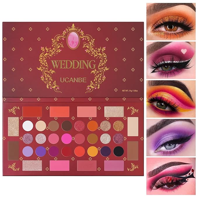 UCANBE Eyeshadow Makeup Palette, 36 Color Matte Shimmer Glitter Eye Shadow Highlighter Contour Blush Powder, High Pigmented Long Lasting Waterproof Pallet for Weddings, Celebrations & Daily Use-Velvo Beauty