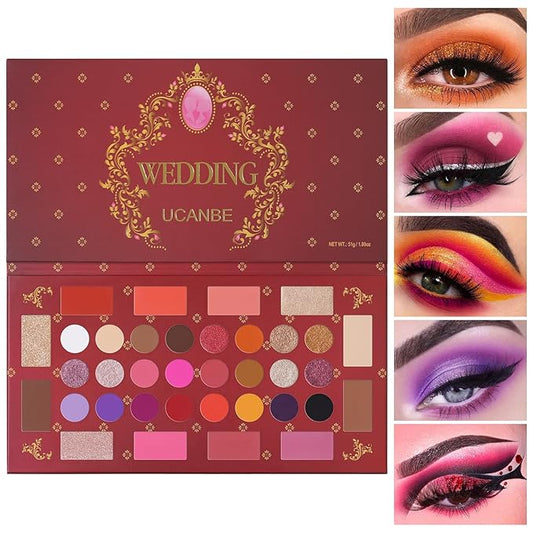 UCANBE Eyeshadow Makeup Palette, 36 Color Matte Shimmer Glitter Eye Shadow Highlighter Contour Blush Powder, High Pigmented Long Lasting Waterproof Pallet for Weddings, Celebrations & Daily Use-Velvo Beauty
