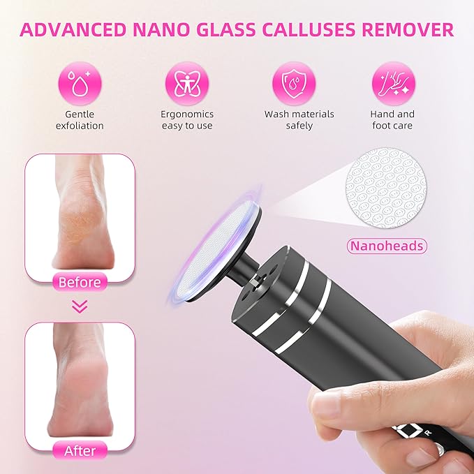 2 in 1 Electric Foot Callus Remover,9 Adjustable Speeds Rechargeable Electric Dead Skin Sander Pedicure Tools with Sandpaper Disk and Nail Drill Bits,Grinding Heads for Women&Men-Velvo Beauty