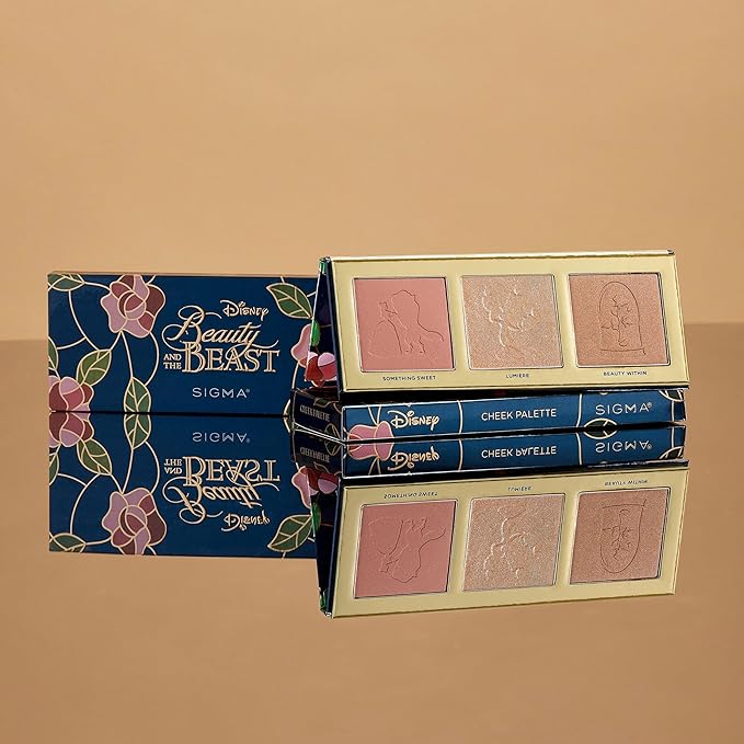 Sigma Beauty Cheek Palette – Disney’s Beauty and the Beast Pink Blush and Highlighter Makeup Palette - Smooth, Buttery Soft Pressed Powder with a Clean Formula and Long-Lasting Wear-Velvo Beauty