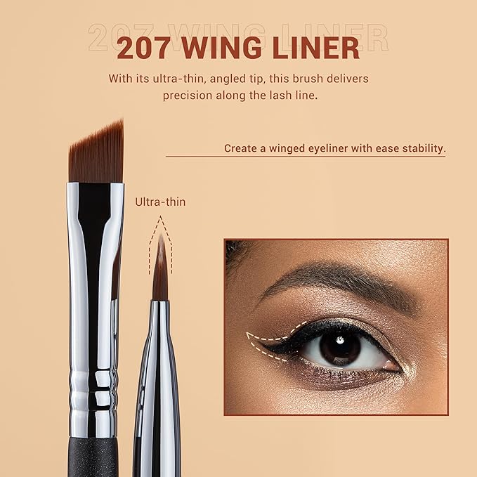 Jessup Angled Eyeliner Brush Set,3pcs Pro Precision Eye Liner Brush Fine Winged Ultra Thin Slanted Gel Liquid EyeLiner Makeup Brushes, Black T345-Velvo Beauty