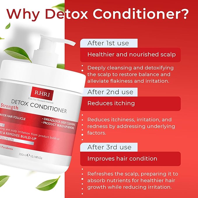 Detox Conditioner – Deep Cleansing Hair Conditioner for Damaged Dry Hair | Heavy Metal Detox & Build-Up Removal | Nourishing Scalp Care, Sulfate-Free Formula – 300ml-Velvo Beauty