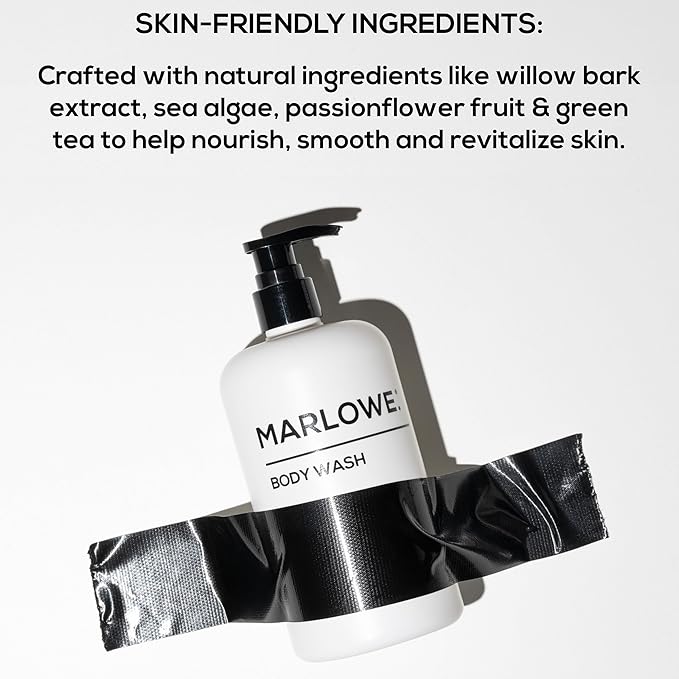 MARLOWE. No. 103 Body Wash 16 oz Pump, Original, Energizing & Refreshing Shower Gel with Willow Bark & Green Tea Extracts, Cleanses, Moisturizes, Smooths & Nourishes, Fresh Pine & Agarwood Scent-Velvo Beauty