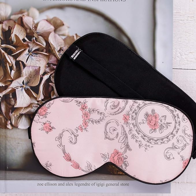 100% Pure Silk Eye Mask Sleep Eye Mask Eye Cover Eyeshade Sleeping Eye Mask Floral Colors (#1)-Velvo Beauty
