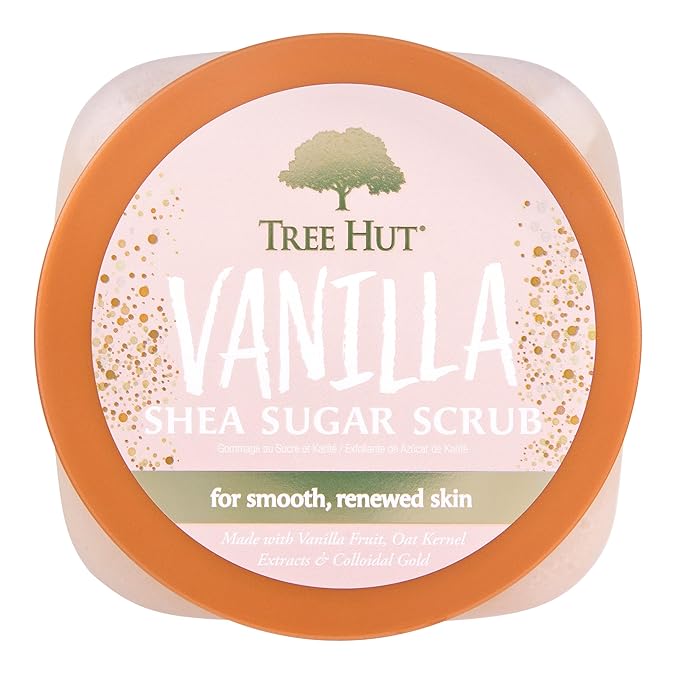 Tree Hut Vanilla Shea Sugar Exfoliating & Hydrating Body Scrub, 18 oz-Velvo Beauty