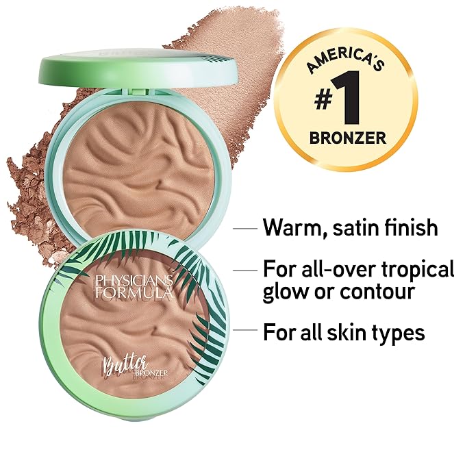 Physicians Formula Murumuru Butter Bronzer, Moisturizing, Nourishing Murumuru Butter for Silky Glow, Dermatologist Tested, Hypoallergenic, Vegan & Cruelty-Free - Light Bronzer-Velvo Beauty