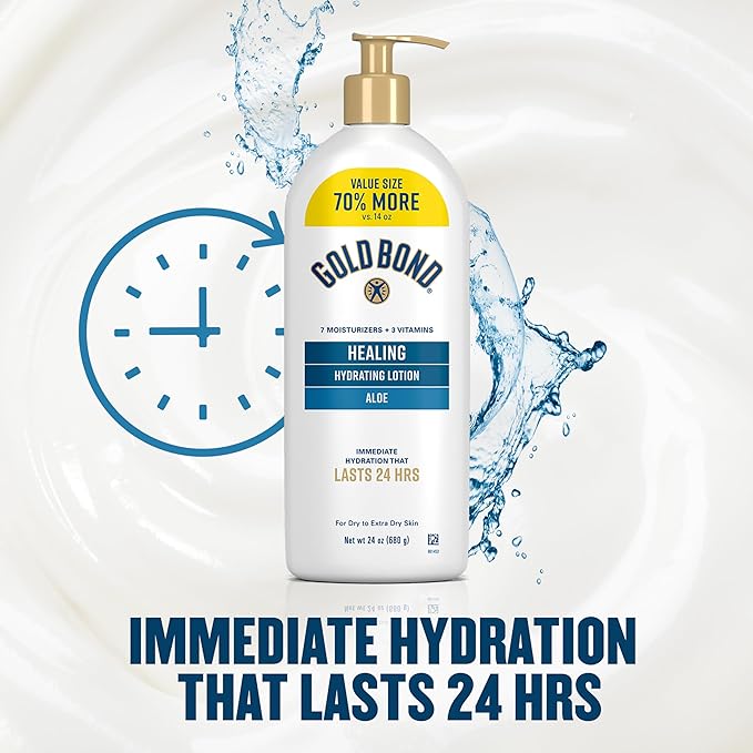 Gold Bond Healing Hydrating Lotion with Aloe Moisturizes, Heals & Smooths Dry Skin, Delivers Immediate 24-Hour Hydration, Value Size, 24 oz.-Velvo Beauty