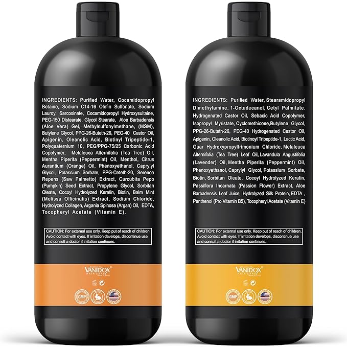 Tea Tree Oil Shampoo and Conditioner Set with Biotin, DHT Blockers, Itchy Scalp Relief, Supports Thicker-Looking Hair, Cleanses Dandruff & Buildup, For Men & Women, Made in USA, 16 fl oz Each-Velvo Beauty