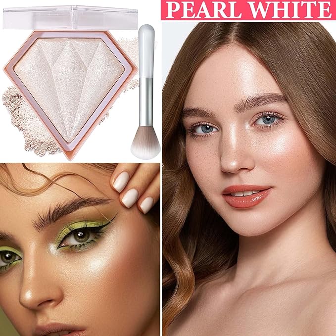 Face Glitter Blush Shimmer Waterproof Highlighter Blusher Powder,Facial Contour Corrector Long Lasting Glitter Illuminator Highlighter Palette Shimmer Highlight Makeup Palette(01#)-Velvo Beauty