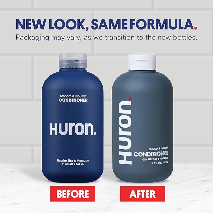 Huron Men’s Conditioner - Lightweight, Hydrating Conditioner - Eliminates Frizzy Hair, Moisturizes, & Restores Shine - Clean & Invigorating Scent - 100% Vegan Ingredients & Cruelty-Free - 11.8 Fl Oz-Velvo Beauty