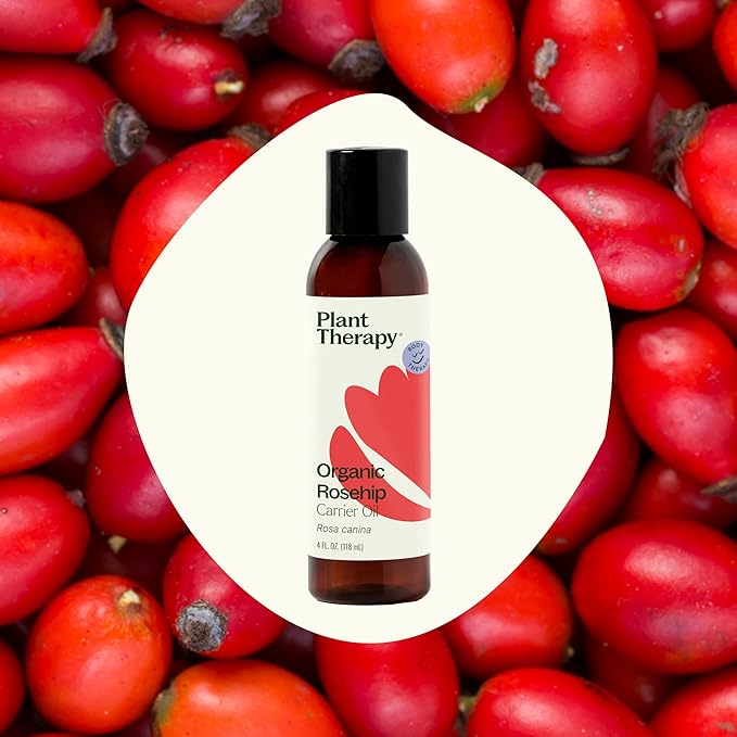 Plant Therapy Organic Rosehip Carrier Oil 4 oz For Skin and Hair Cold Pressed Supports Skin Hydration Fine Lines & Wrinkles Extra Virgin, Vitamins A and E & Essential Fatty Acids-Velvo Beauty
