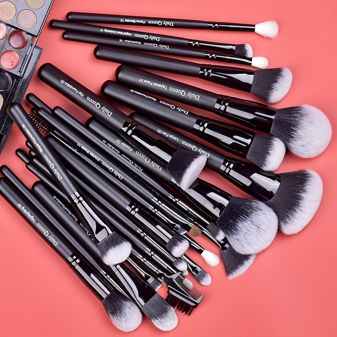 29pcs Black Professional Makeup Brush Set Kabuki Powder Concealers Eye shadows Blush Eyeliner Eyebrow Contour Eye blending Brushes (29pcs brush)-Velvo Beauty