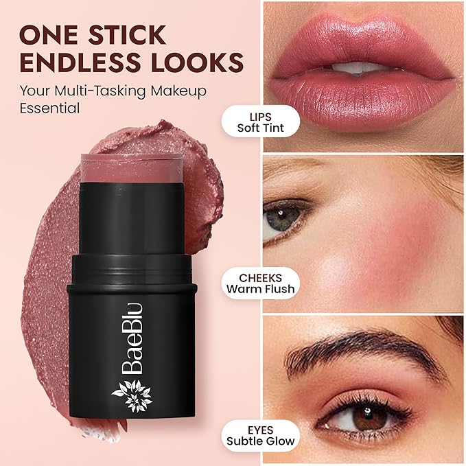 Organic Blush Tube, Cabernet - 100% Natural Vegan Cream Blush Sticks, Multi-Use Bronzer, & Highlighter for Lips, Cheeks & Eyes, Buildable Shimmer, Gluten-Free, Paraben-Free, Made in USA-Velvo Beauty