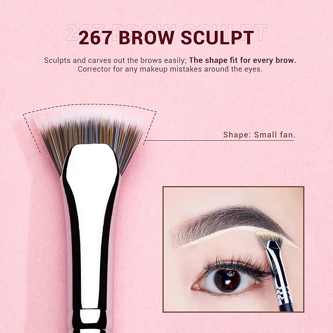 Jessup Eyebrow Makeup Brush Set Professional, Precision Define Sculpt, Flat Angled Spoolie Brushes, Cruelty-Free Synthetic Bristles 3PCS, T326-Velvo Beauty