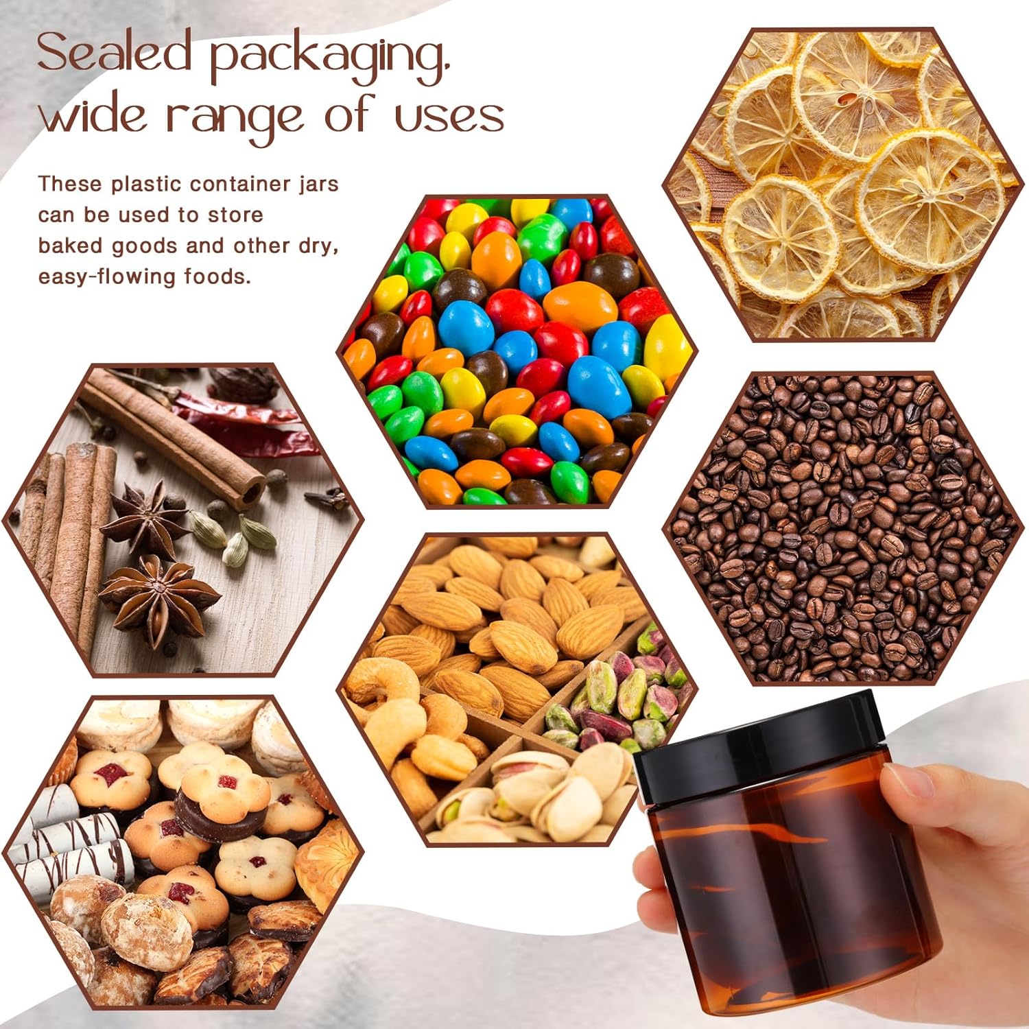 SATINIOR 100 Pcs Plastic Jars with Lids Small Containers Lids Wide Mouth Small Plastic Containers for Lotion Cream Rhinestones Body Butters Travel Storage(8 oz, Amber)-Velvo Beauty