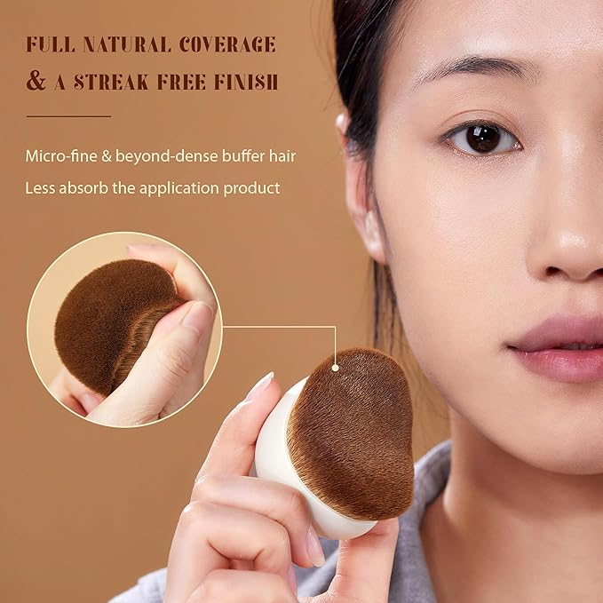 Jessup Foundation Brush with Makeup Sponge Set, 1pc Flat Top Kabuki Brush and 3pcs Make up Sponges for Concealer Blending Blush Powder Buffing Stippling with Gift Box, T505-Velvo Beauty