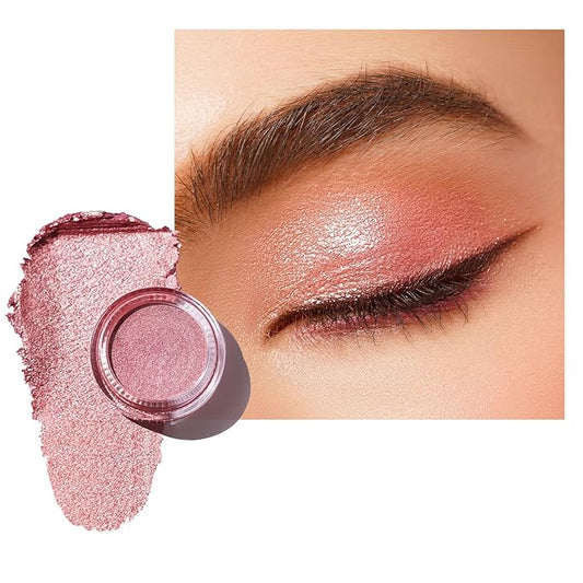 Oulac Pink Cream Eyeshadow also for Highlighter Large Capacity Highly Pigmented Eye Shadow Waterproof &Long Lasting with Moisturizing Formula, Shimmer Glitter Eye Makeup. 6g.(18)-Velvo Beauty