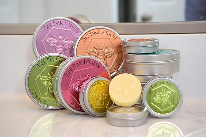 Bee Bar Honey House Naturals Duo – Vanilla - Small 6 Ounce and Large 2 Ounce– All Natural Ultra Moisturizing Lotion Bar Infused with Essential Oils and Butters – Made in USA-Velvo Beauty