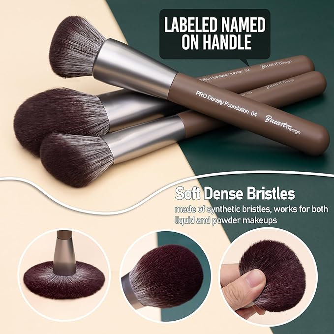 Bueart Design 26 Pcs Chocolate-colored Gift Makeup Brushes Set with Extra Large Holder,Elegant Make up Brushes for Foundation,Face Blending Powder, Contour, Highlight, Concealer, Eyeshadow-Velvo Beauty