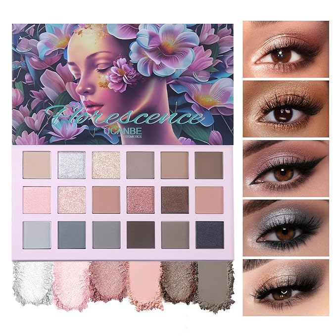2Pcs Florescence + Aromas Eyeshadow Palette Makeup Set, Matte Shimmer Glitter Pressed Pearl All Highly Pigmented Blending Powder, Natural Velvet Texture Eye Shadow Kit-Velvo Beauty